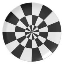 Black and White Spiral Dinner Plates