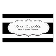 Black and White Stripe Business Cards