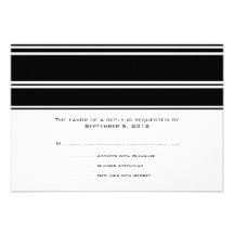 Black and White Stripes Wedding RSVP Personalized Invites