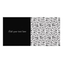 Black and White Swirling Vines Pattern Personalized Photo Card