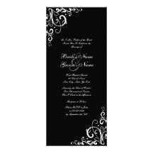 Black and White Tall Flourish Wedding Invitation