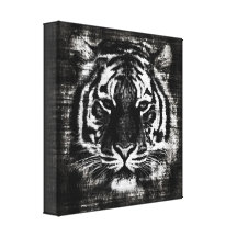 Black and White Tiger Vintage Wrapped Canvas Gallery Wrap Canvas