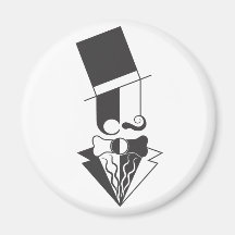 Black and White Top Hat Man Refrigerator Magnets