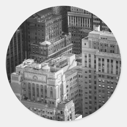 Black and White Tops of NYC Buildings Sticker
