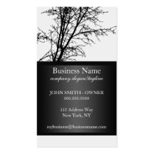 Black and White Tree Silhouette Business Cards