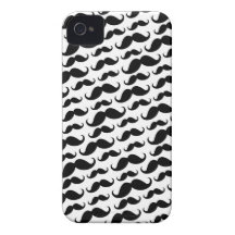 Black and white trendy funny moustache pattern iPhone 4 Case-Mate cases