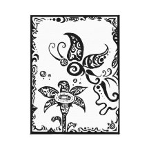 Black and white tribal butterfly stretched canvas prints