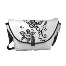 Black and white tribal butterfly commuter bag