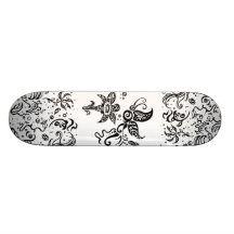 Black and white tribal butterfly custom skateboard
