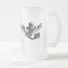 black and white tribal dragon coffee mug