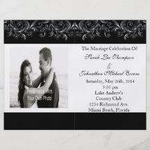 Black And White Tropical Vines Wedding Programs Personalised Flyer