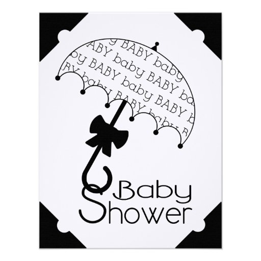 Black and White Umbrella Baby Shower Invitation