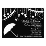 Black and white umbrella modern baby shower announcement