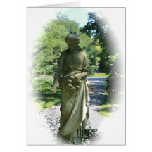 Black and White Victorian Angel Statue Greeting Cards