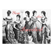 Black And White Victorian Fashions Custom Invitation