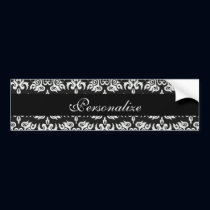 Black and White Vintage Damask Designs bumper stickers