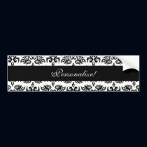 Black and White Vintage Damask Designs bumper stickers