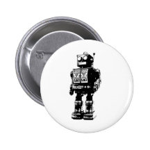 Black and White Vintage Robot Pin