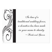Black and White Wedding Charity Favour Card Business Card Templates