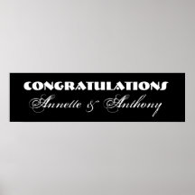 Black and White Wedding or Engagement Banner Poster