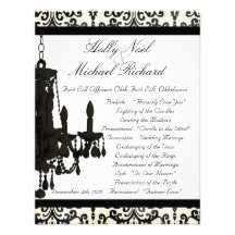 black and white wedding program chic classy damask invitation