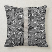 black and white wildflower & birch bark throw pillows