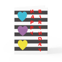 Black and White with Hearts Greeting Card