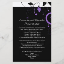 Black and White with Purple Swirl Accent Personalised Flyer