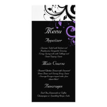 Black and White with Purple Swirl Accent Customised Rack Card