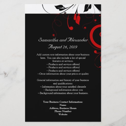 Black and White with Red Reverse Swirl Full Colour Flyer