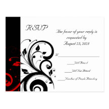 Black and White with Red Reverse Swirl Post Card