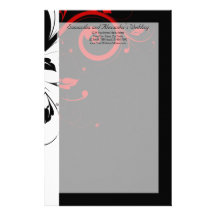 Black and White with Red Reverse Swirl Customised Stationery