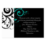 Black and White with Teal Reverse Swirl Business Cards