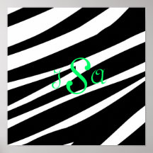 Black and White Zebra Print Monogram