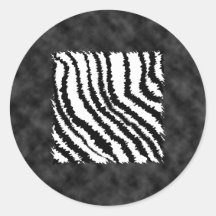 Black and White Zebra Print Pattern. Round Stickers