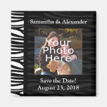 Black and White Zebra Print Photo Save the Date Refrigerator Magnet
