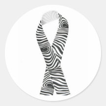Black and white Zebra Ribbon Round Stickers
