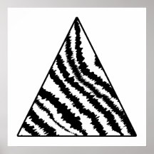 Black and White Zebra Stripe Triangle. Monochrome. Print