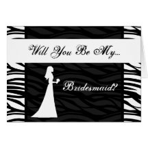 Black and White Zebra Stripe, Wedding Party Invite Greeting Card