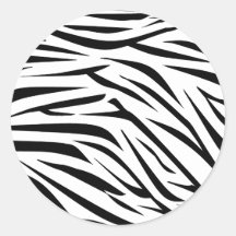 Black and White Zebra Stripes Round Stickers