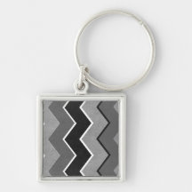 Black and White Zig Zag Pattern Key Chains