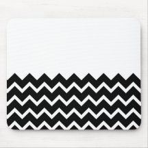 Black and White Zig Zag Pattern. Part Plain. Mouse Pads