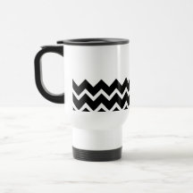 Black and White Zig Zag Pattern. Part Plain. Coffee Mugs