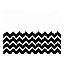 Black and White Zig Zag Pattern. Part Plain. Postcards