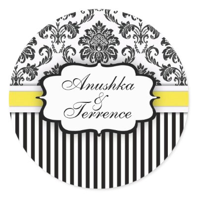Black and Yellow Damask Stripe Wedding Sticker by Eternalflame