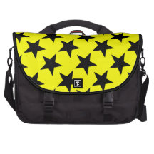 Black and Yellow Diagonal Star Pattern Laptop Commuter Bag