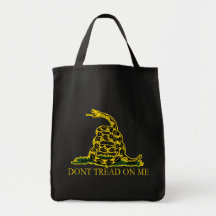Black and Yellow Gadsden Flag, Don't Tread on Me! Tote Bags