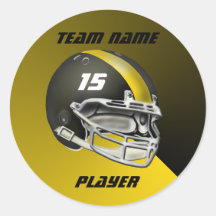 Black and Yellow Gold Football Helmet Round Sticker