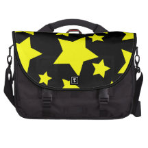 Black and Yellow Large Scattered Stars Laptop Messenger Bag