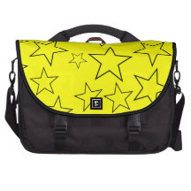Black and Yellow Random Hollow Stars Computer Bag